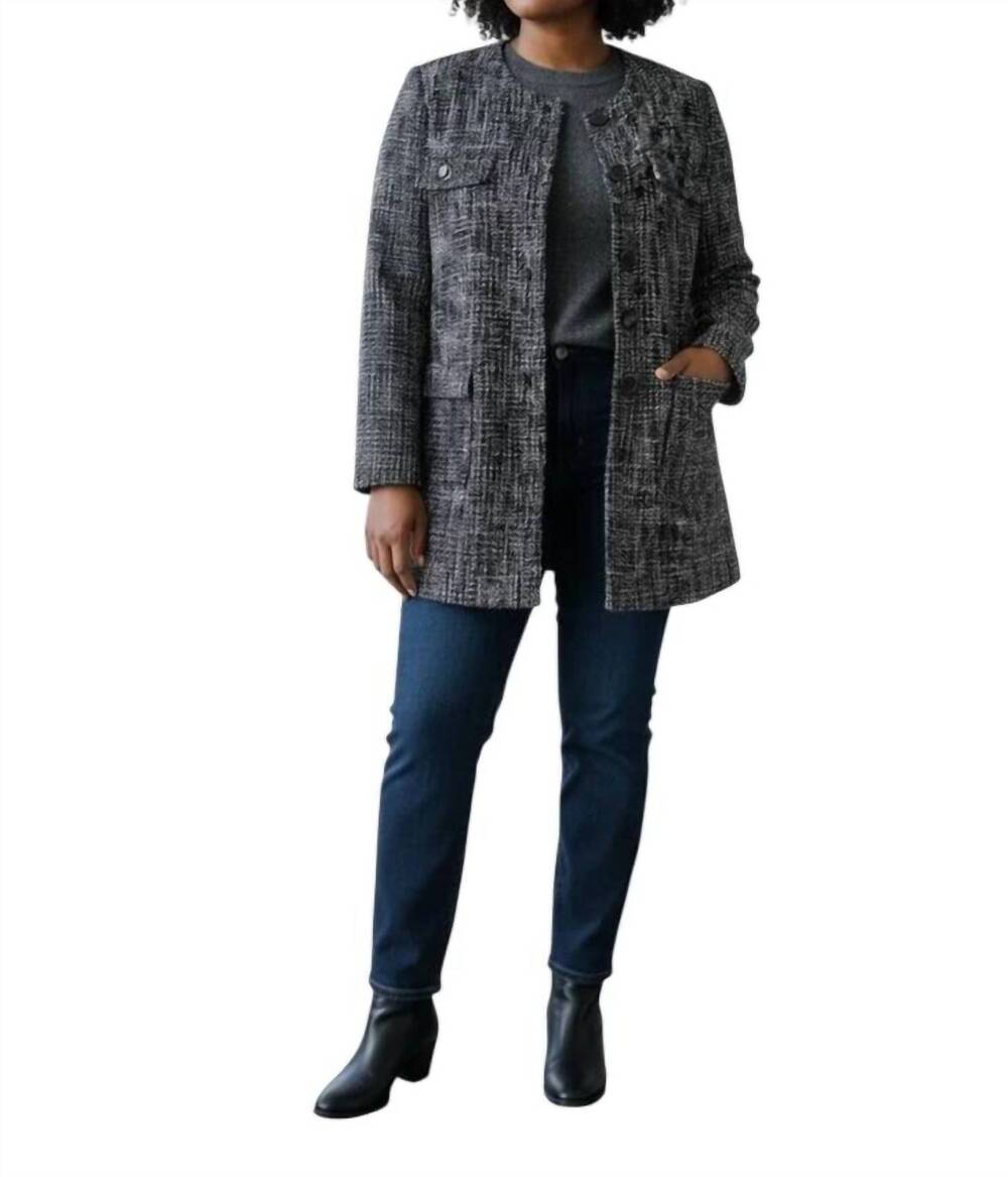 NEW ZOE KRATZMANN portal tweed coat in black/white